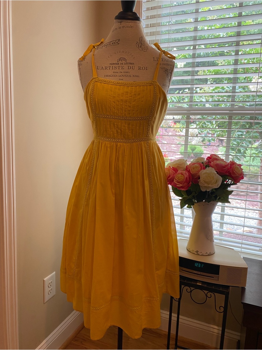 J. Crew Bright Yellow Midi Tie-Shoulder Sundress